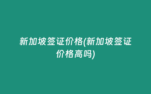 新加坡签证价格(新加坡签证价格高吗)
