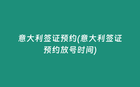 意大利签证预约(意大利签证预约放号时间)
