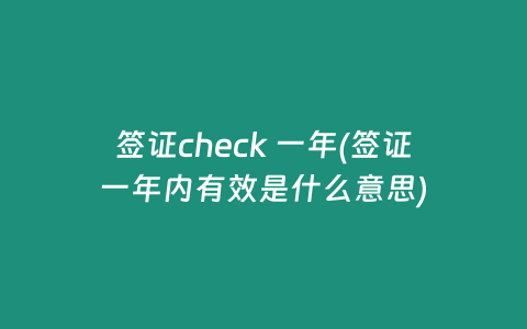 签证check 一年(签证一年内有效是什么意思)