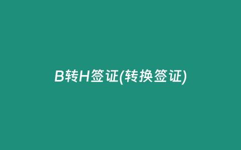 B转H签证(转换签证)