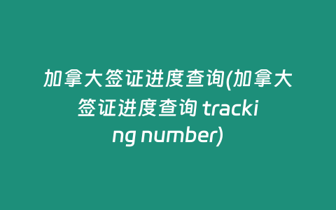 加拿大签证进度查询(加拿大签证进度查询 tracking number)