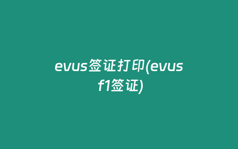evus签证打印(evus f1签证)