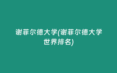 谢菲尔德大学(谢菲尔德大学世界排名)