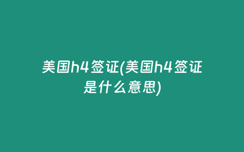 美国h4签证(美国h4签证是什么意思)