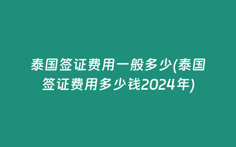 泰国签证费用一般多少(泰国签证费用多少钱2024年)