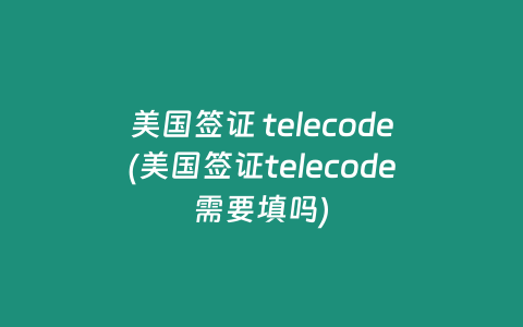 美国签证 telecode(美国签证telecode需要填吗)