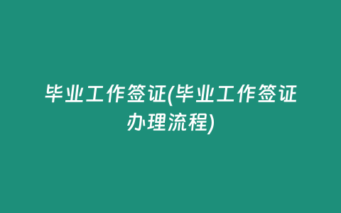 毕业工作签证(毕业工作签证办理流程)