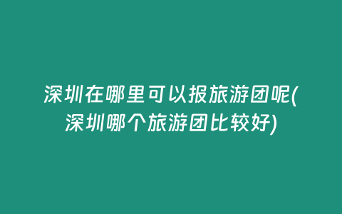 深圳在哪里可以报旅游团呢(深圳哪个旅游团比较好)