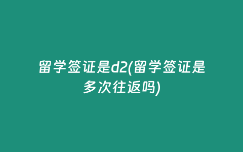 留学签证是d2(留学签证是多次往返吗)