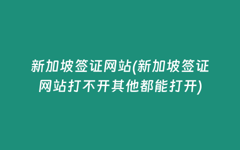 新加坡签证网站(新加坡签证网站打不开其他都能打开)