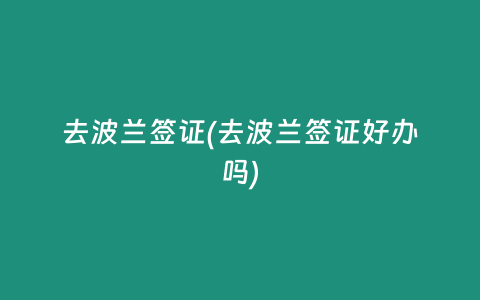 去波兰签证(去波兰签证好办吗)