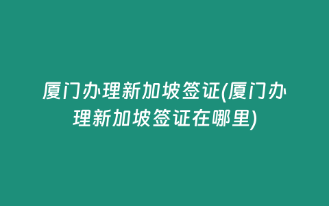 厦门办理新加坡签证(厦门办理新加坡签证在哪里)