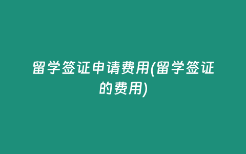 留学签证申请费用(留学签证的费用)