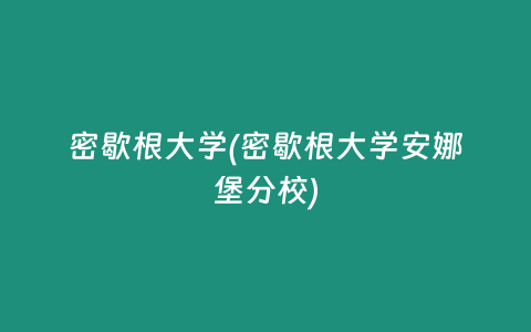 密歇根大学(密歇根大学安娜堡分校)