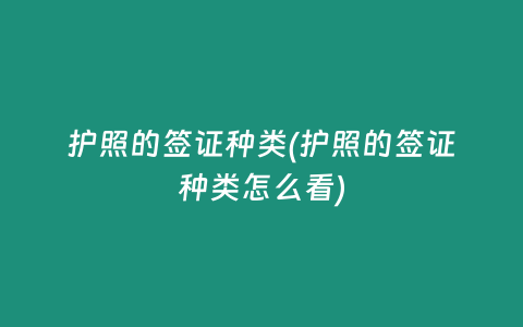 护照的签证种类(护照的签证种类怎么看)