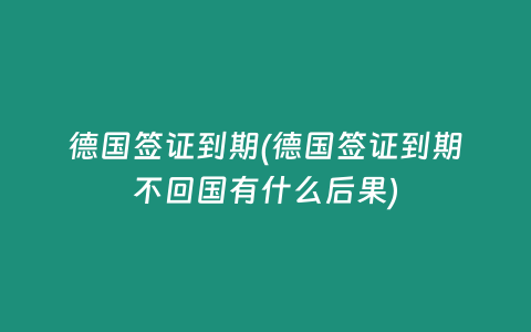 德国签证到期(德国签证到期不回国有什么后果)