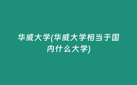 华威大学(华威大学相当于国内什么大学)