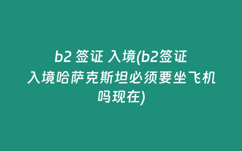b2 签证 入境(b2签证入境哈萨克斯坦必须要坐飞机吗现在)