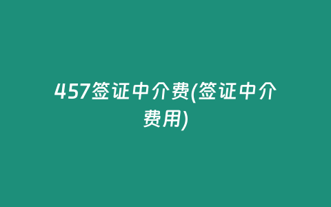 457签证中介费(签证中介费用)