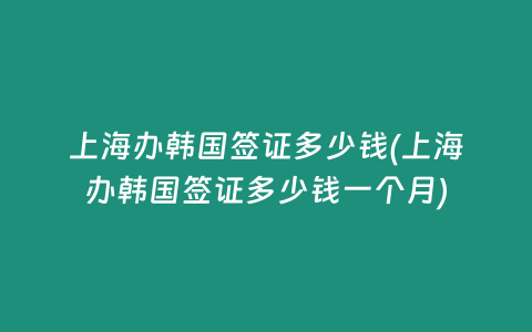 上海办韩国签证多少钱(上海办韩国签证多少钱一个月)