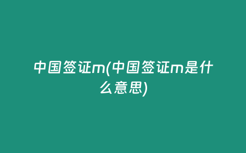 中国签证m(中国签证m是什么意思)