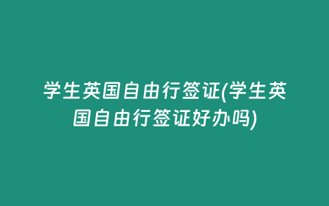 学生英国自由行签证(学生英国自由行签证好办吗)