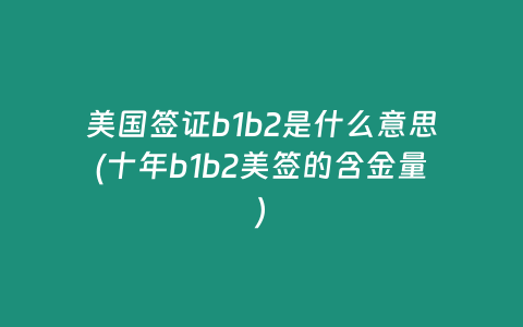 美国签证b1b2是什么意思(十年b1b2美签的含金量)