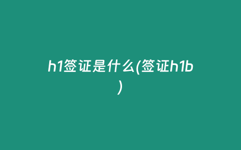 h1签证是什么(签证h1b)