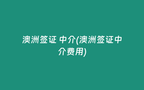 澳洲签证 中介(澳洲签证中介费用)