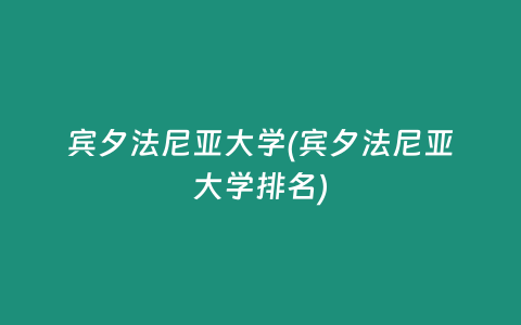 宾夕法尼亚大学(宾夕法尼亚大学排名)