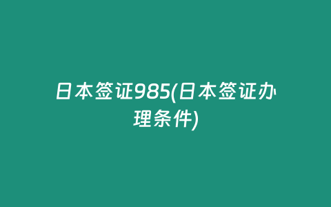 日本签证985(日本签证办理条件)