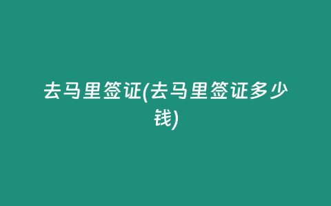 去马里签证(去马里签证多少钱)