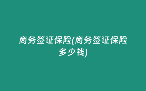 商务签证保险(商务签证保险多少钱)