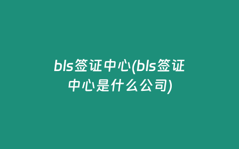 bls签证中心(bls签证中心是什么公司)