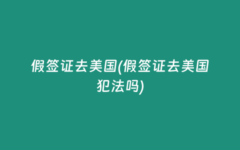 假签证去美国(假签证去美国犯法吗)