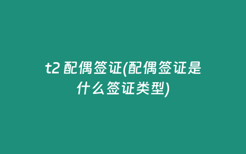 t2 配偶签证(配偶签证是什么签证类型)