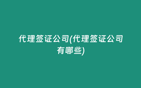 代理签证公司(代理签证公司有哪些)