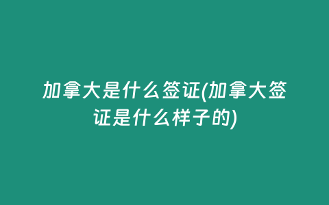 加拿大是什么签证(加拿大签证是什么样子的)