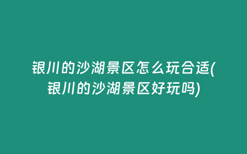 银川的沙湖景区怎么玩合适(银川的沙湖景区好玩吗)