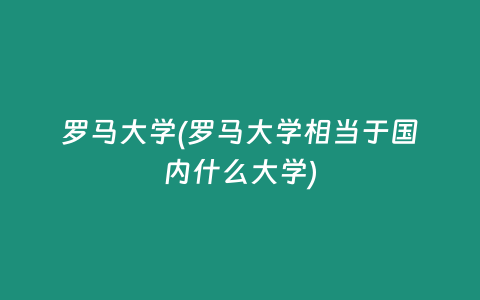 罗马大学(罗马大学相当于国内什么大学)